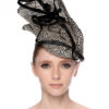NATURAL AND BLACK SIDE-FOLDED DISC WITH BLACK SWIRL DETAIL