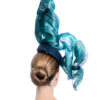 BLUE SILK WAVE HAT WITH NAVY BASE - Image 5