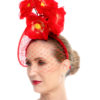 RED CORAL CIRCULAR DISC WITH FLOWERS - Image 2