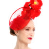 RED CORAL CIRCULAR DISC WITH FLOWERS - Image 3