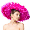 VERY LARGE NEON PINK FEATHER HAT - Image 5