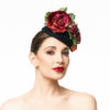 BLACK CAP WITH DEEP RED AND BURGUNDY ROSES - Image 2