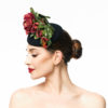 BLACK CAP WITH DEEP RED AND BURGUNDY ROSES - Image 4