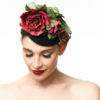 BLACK CAP WITH DEEP RED AND BURGUNDY ROSES - Image 6
