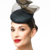 BLACK COCKTAIL HAT WITH GOLD CRINOLINE SWIRLS - Image 5