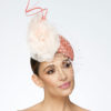 Coral Duchess Cap with Veil, Rose and Flairs - Image 4