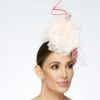 Coral Duchess Cap with Veil, Rose and Flairs - Image 2