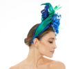 Blue and Green Turban Headband with White Flowers - Image 4
