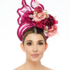 Burgundy Turban with Peach and White Flowers