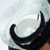 Black and White Raffia Disc with Iridescence and Center Ball - Image 6