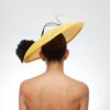 Yellow bell hat with black roses and quills - Image 4