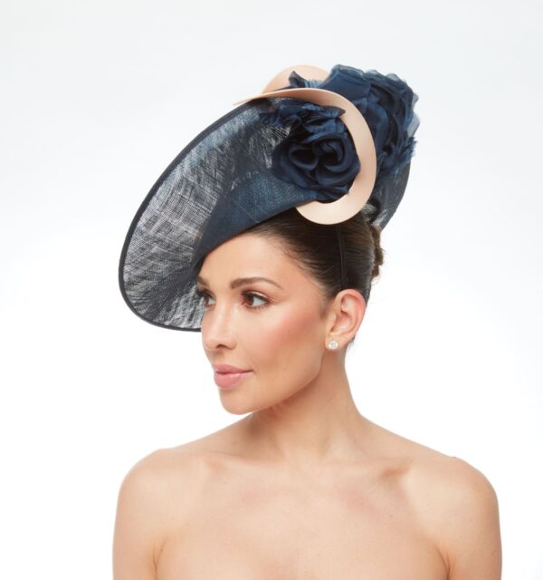 Navy Saturn saucer with navy roses and nude loops - Image 2