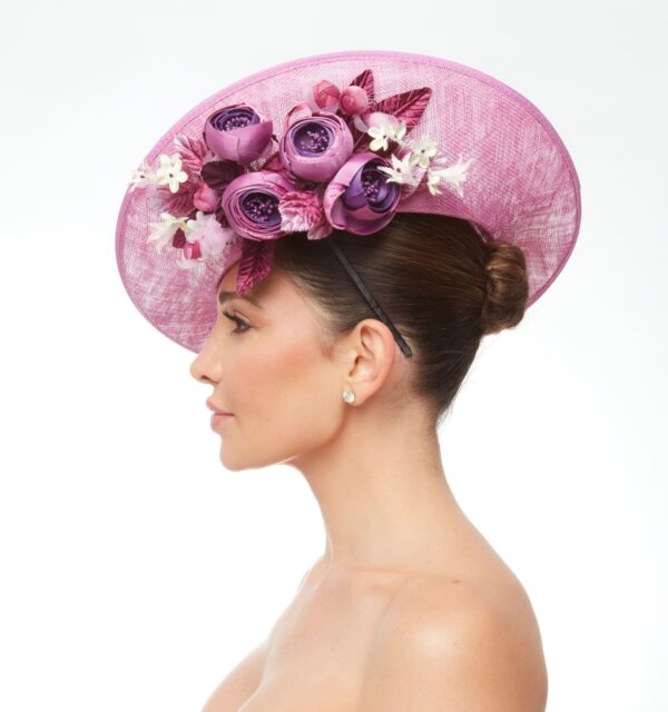 Raspberry Saturn saucer with organza and velvet raspberry flowers - Image 3