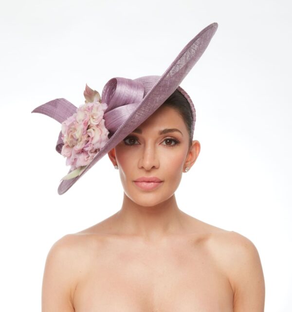 Alani plum disc with silk rose and bow