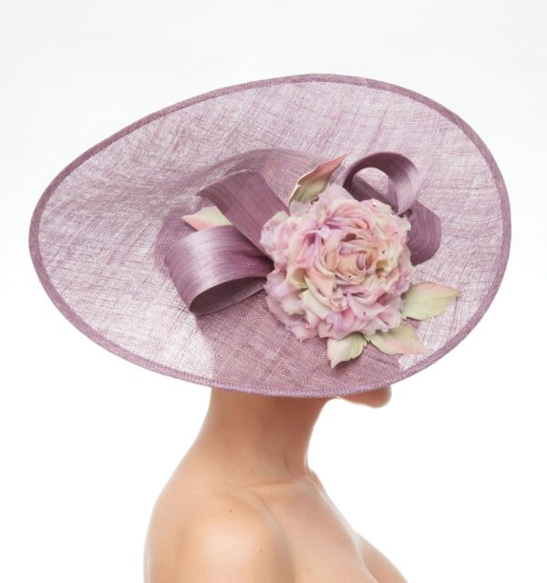 Alani plum disc with silk rose and bow - Image 3