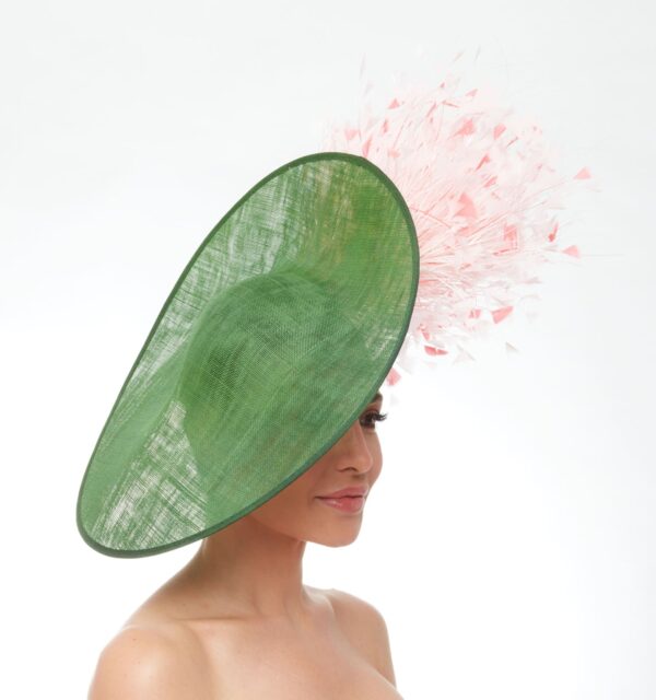 Green disc with pink feather spray - Image 4