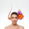 Purple and orange floating side feathers