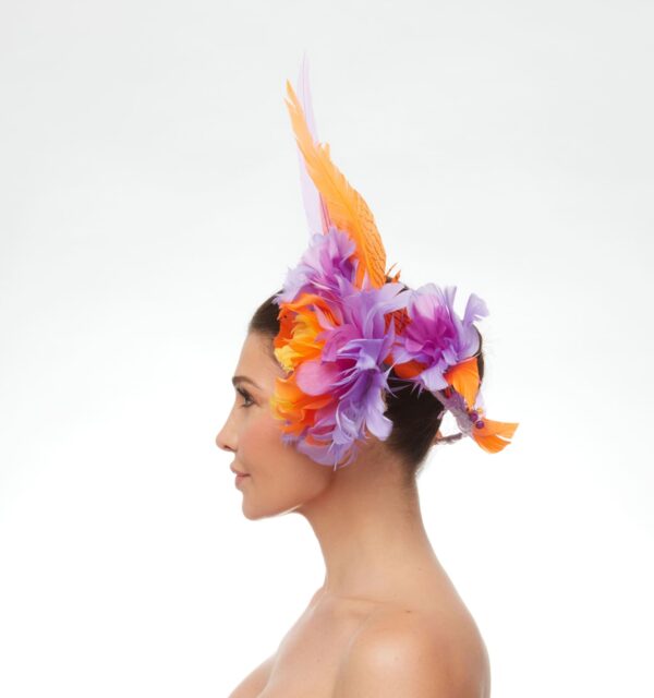 Purple and orange floating side feathers - Image 3