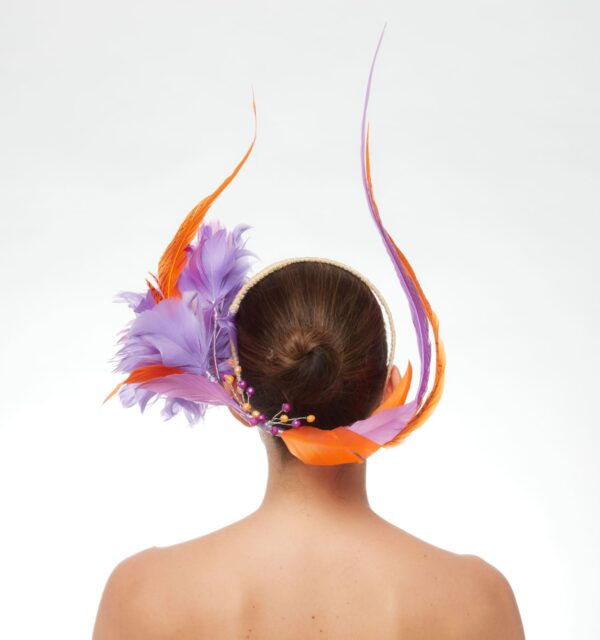 Purple and orange floating side feathers - Image 4