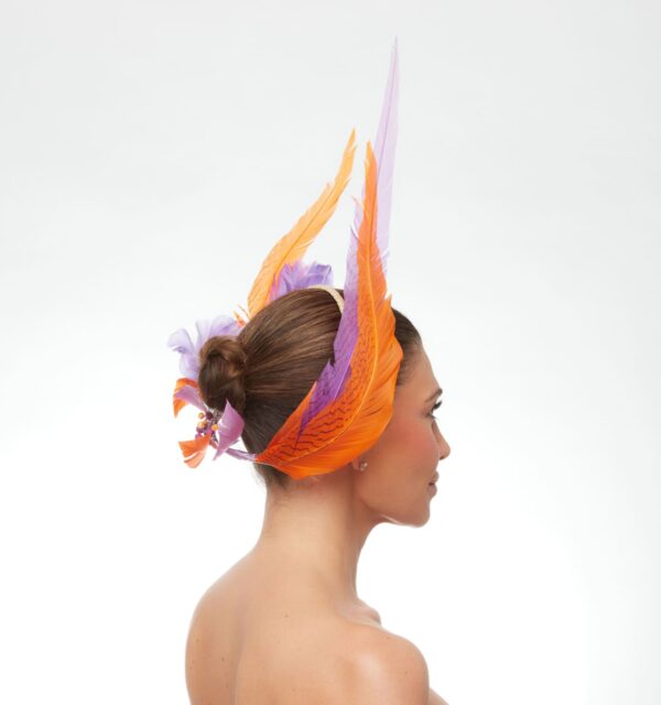 Purple and orange floating side feathers - Image 5