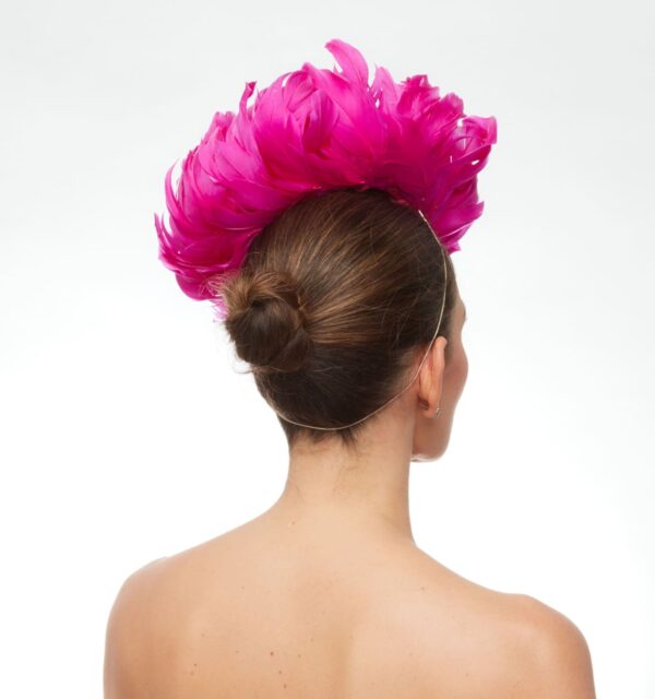 Pink ombre feather pouf hat - Image 6