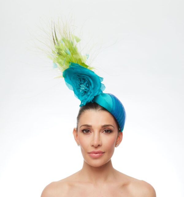 Teal & turquoise fascinator