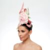 Bellerose pink pillbox with veil silk roses and leaves - Image 2