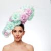 Large flower crown in mint white and pink feathers
