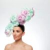 Large flower crown in mint white and pink feathers - Image 2