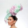 Large flower crown in mint white and pink feathers - Image 3