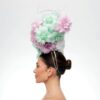 Large flower crown in mint white and pink feathers - Image 5
