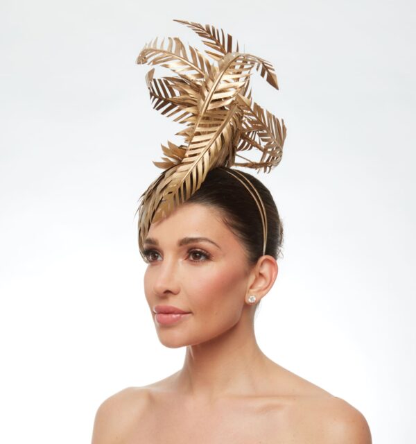 Gold feather diamond with floating gold feathers - Image 2