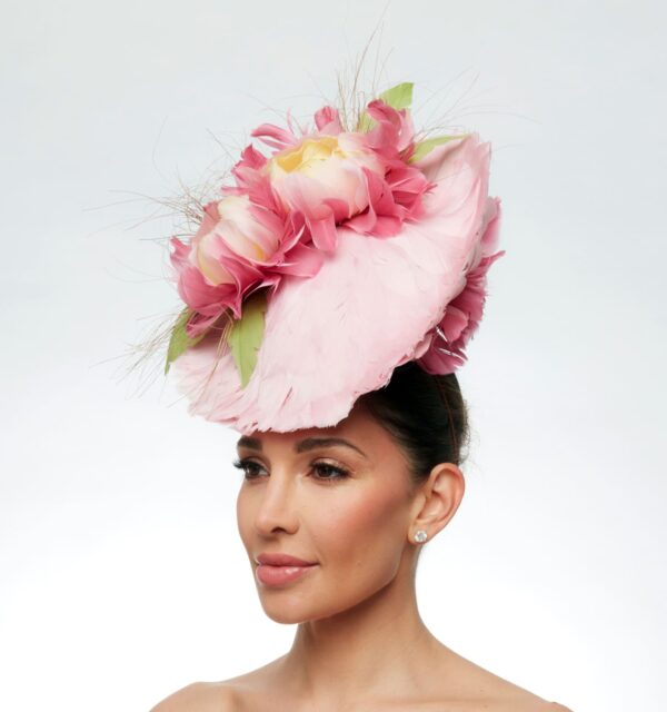 Pink feather front saucer with feather flowers - Image 2