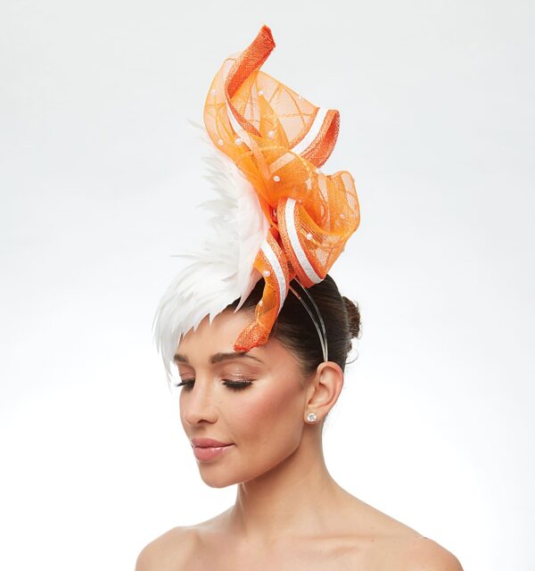 White feather diamond with orange and white crinoline twist - Image 2