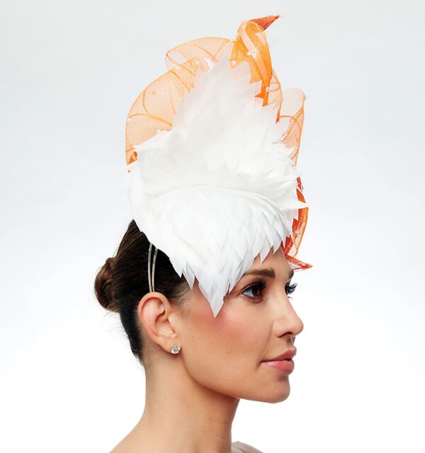 White feather diamond with orange and white crinoline twist - Image 6