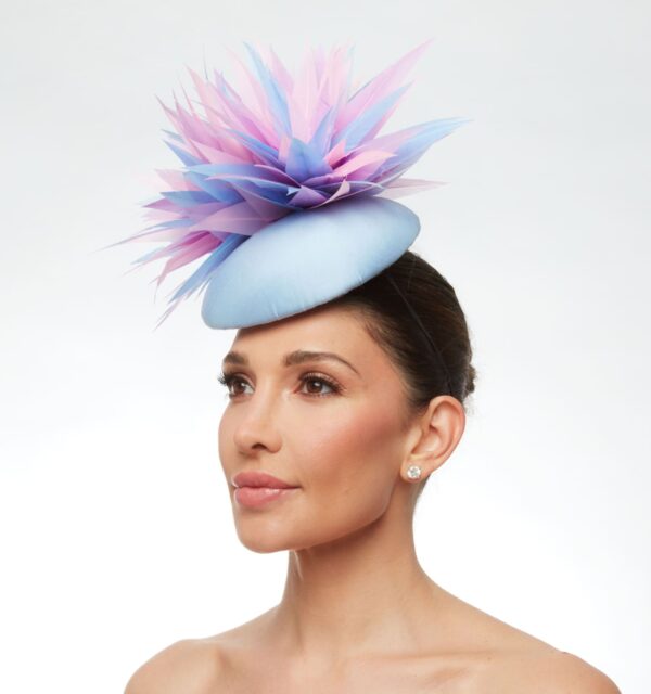 Baby blue cap with pink purple and blue adornment - Image 2