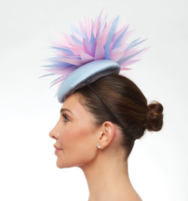 Baby blue cap with pink purple and blue adornment - Image 3