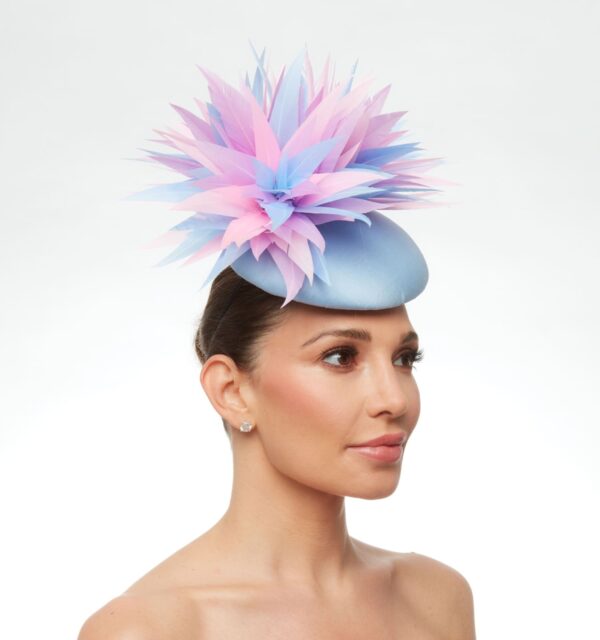 Baby blue cap with pink purple and blue adornment - Image 5