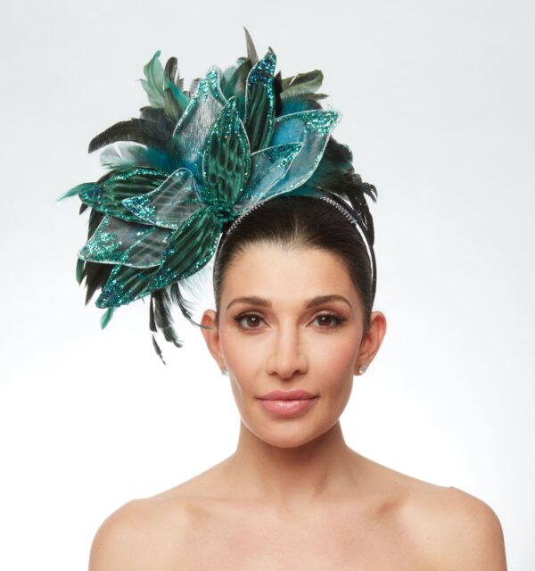 Teal flower feathers