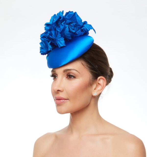 Cobalt blue silk rose hat - Image 2