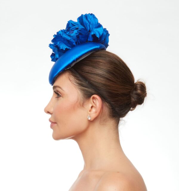 Cobalt blue silk rose hat - Image 3