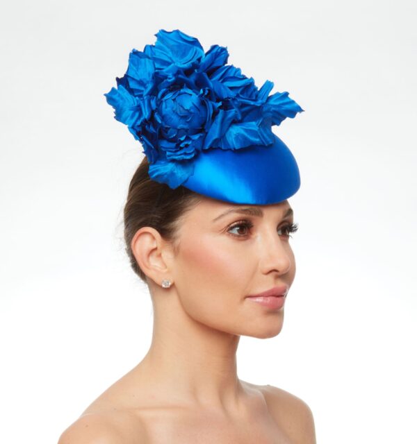 Cobalt blue silk rose hat - Image 4