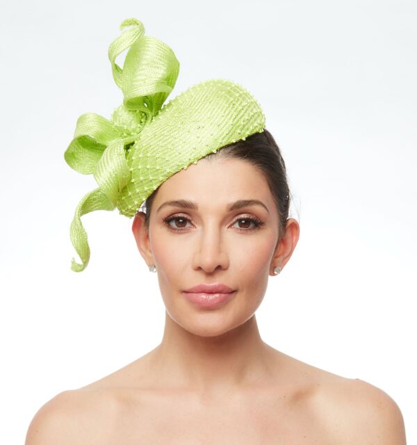 Lime green with diamante mesh and bow