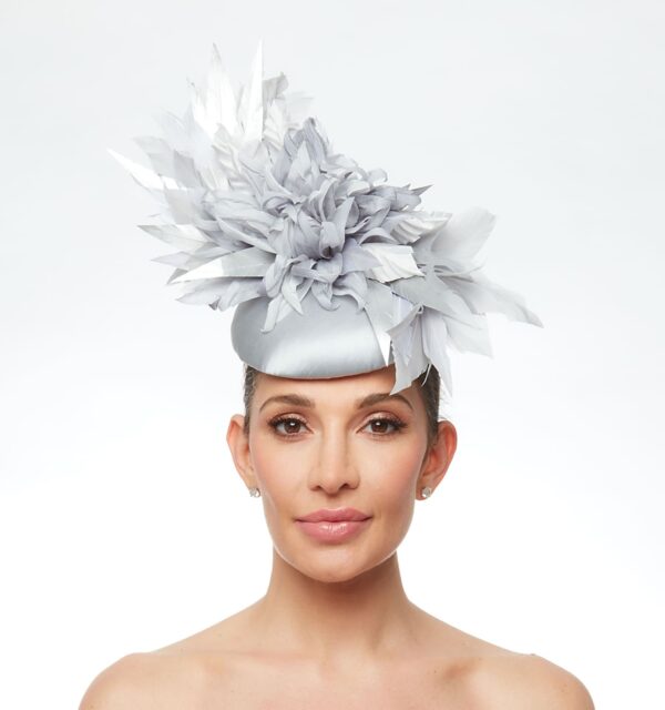 Silver grey silk rose hat