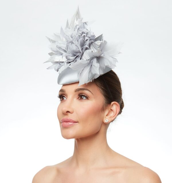 Silver grey silk rose hat - Image 2