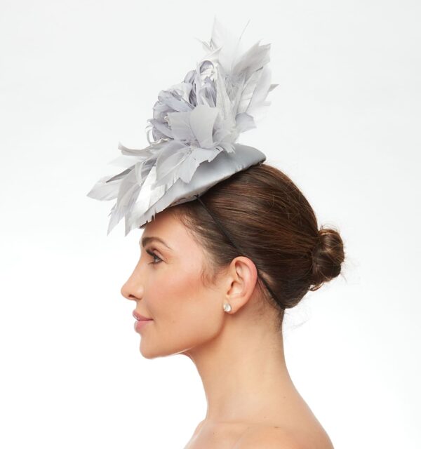 Silver grey silk rose hat - Image 3