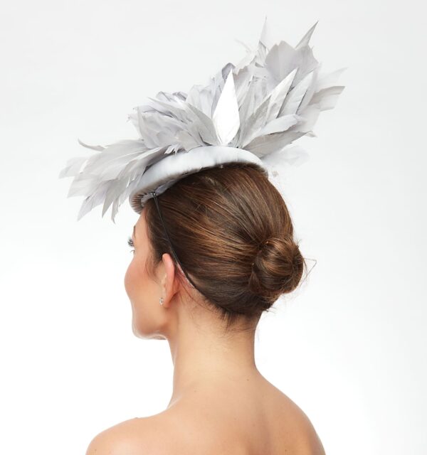 Silver grey silk rose hat - Image 4