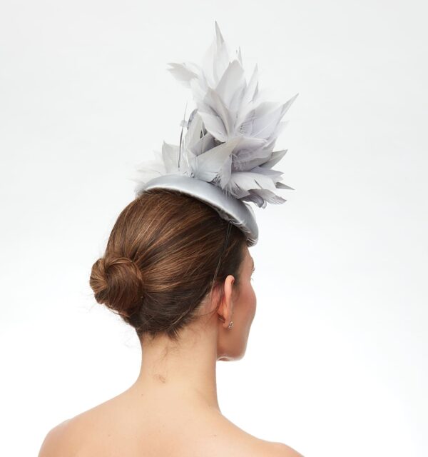 Silver grey silk rose hat - Image 5