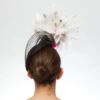 Black cap with polka dot and white feathers and hot pink rose - Image 3