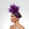 Purple cap with purple spiky feathers - Image 3